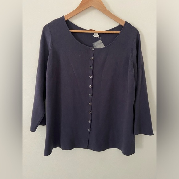 Peruvian Connection Sweaters - NWOT Peruvian Connection Pima Cotton Button Cardigan Dark Purple Size XL